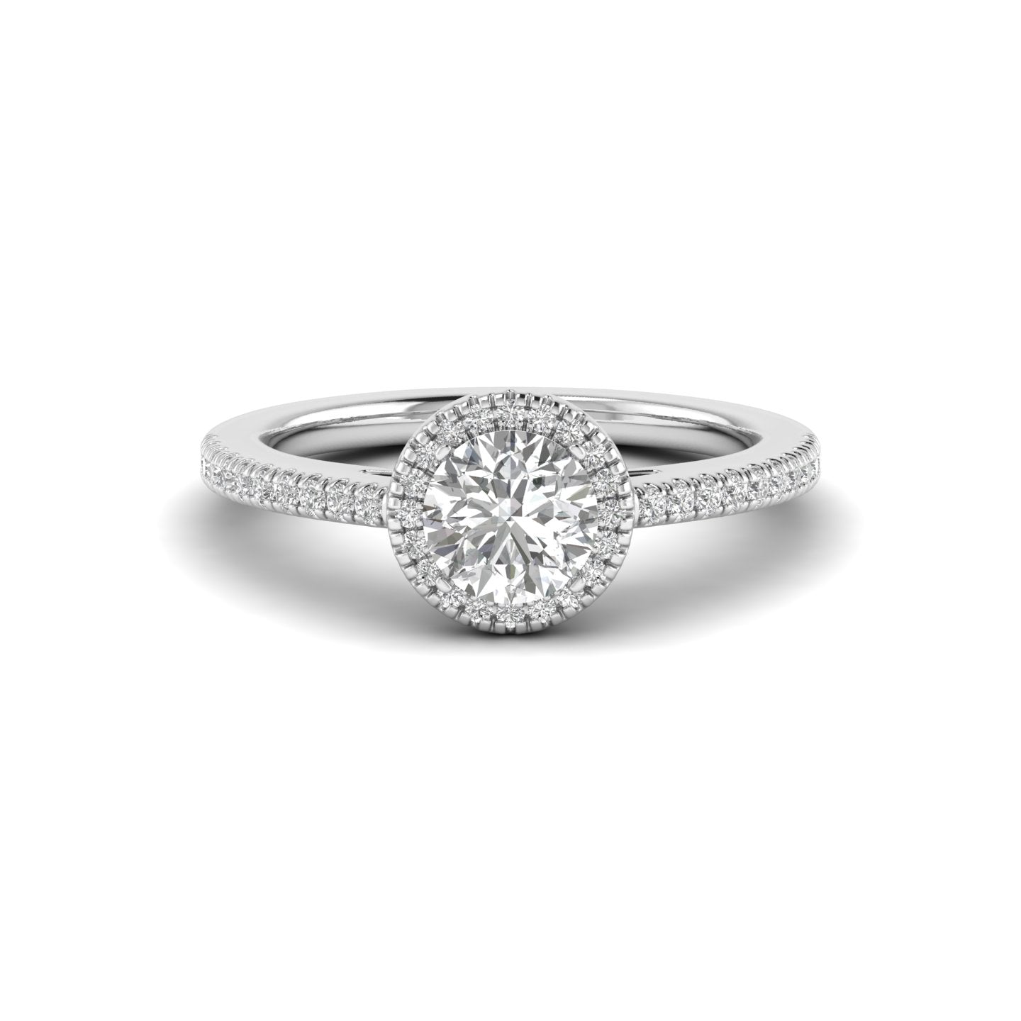 White Gold Studded 1.1 Carat Lab Grown Diamond Ring-E Color VS1 Clarity.